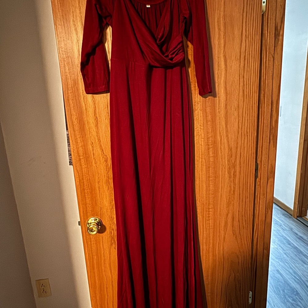 Elegant Red Maternity Dress